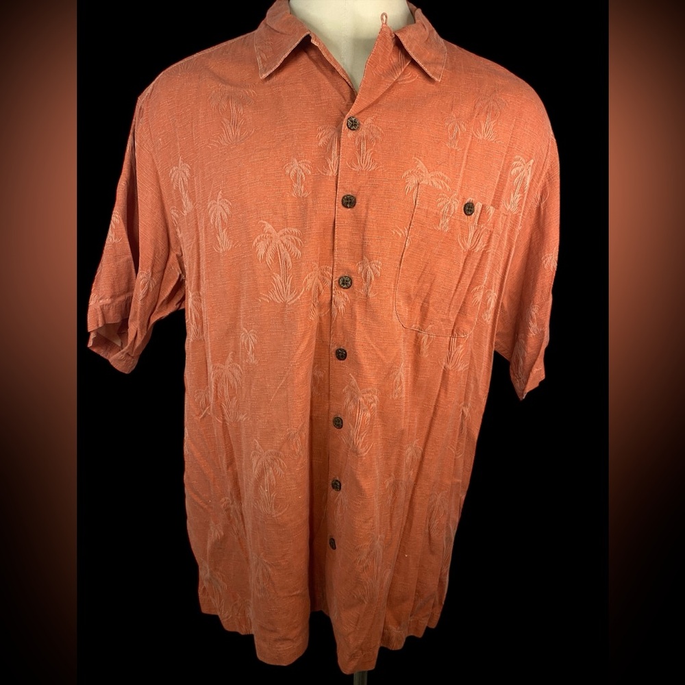 Caribbean Orange Silk Blend Short Sleeve Button Up Shirt Men’s 2X